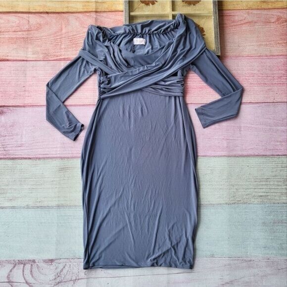 Club L London Dresses & Skirts - Club‎ L London Blue Off the Shoulder Long Sleeve Bodycon Knit Dress 12